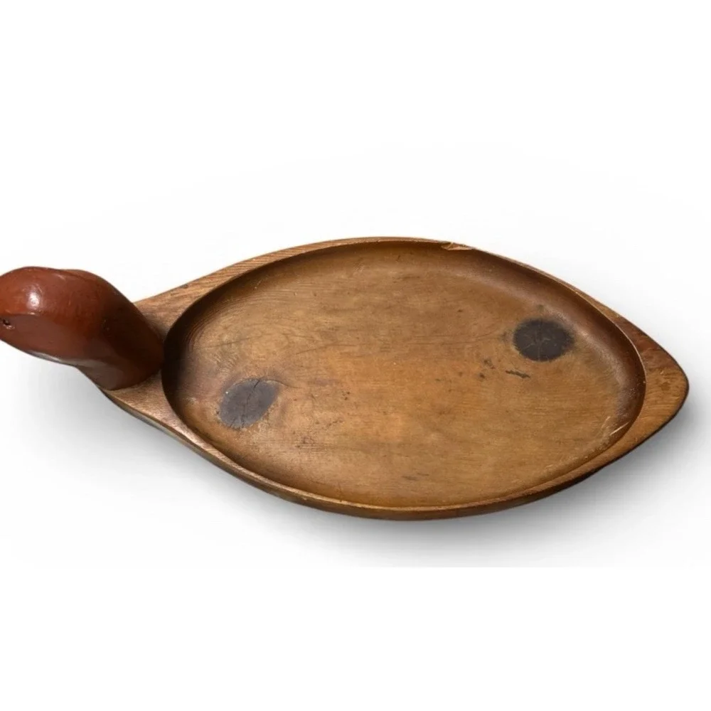 French Broad River Wooden Duck Decoy Company Signed Tray Rustic Cabin Decor